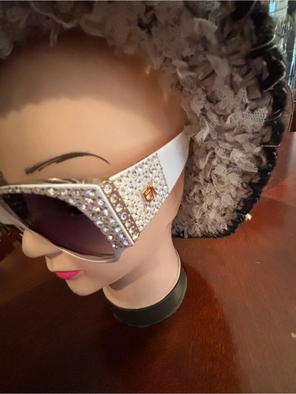 Beautiful White Crystal EK Sunglasses